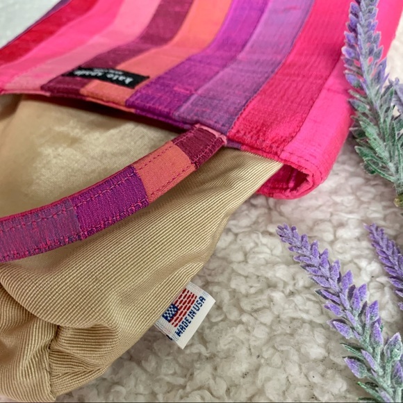 Kate Spade 90s Shantung Top Handle Pink Silk Evening Designer Tote Purse Barbie - Picture 12 of 16